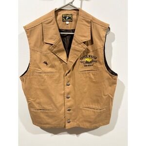 Wyoming Traders Mens Tan Canvas Western Vest Chuck Wagon New Mexico Large